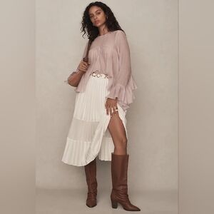 Anthropologie Godet Babydoll Blouse Lilac XL